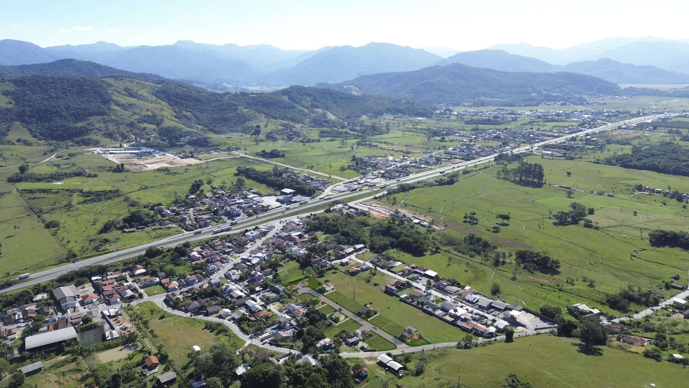 Vista aérea do Bairro Freitas, em Paulo Lopes, onde fica o Vista Bela
